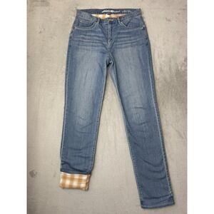Eddie Bauer Boyfriend Mid Rise Straight Jeans Women's 6T Flannel Lined 31x32.5